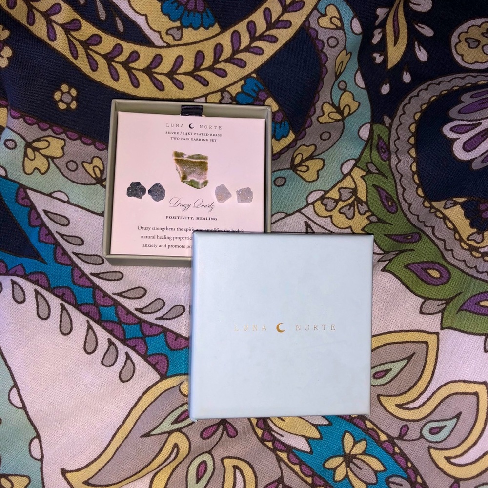 NEW Luna Norte Silver 14K Plated Brass Earring Set